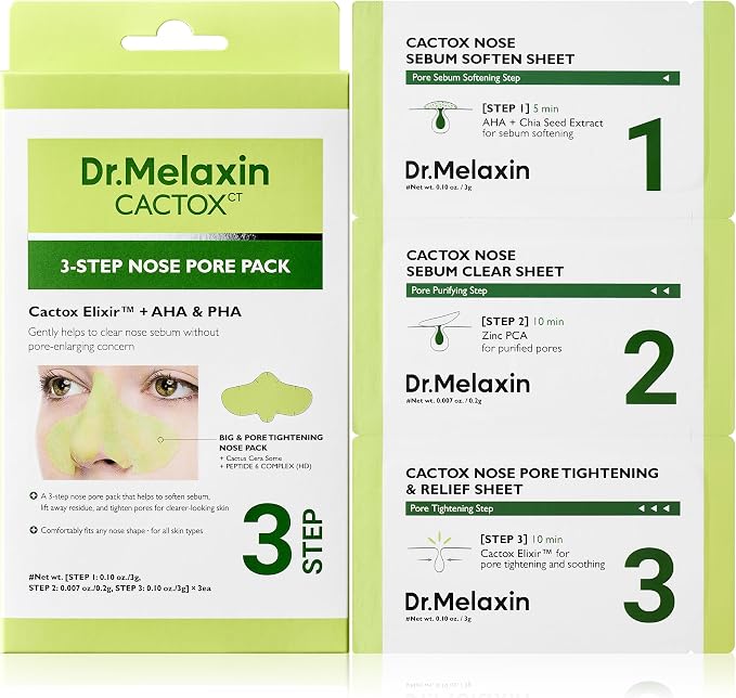 Dr.Melaxin CACTOX 3-STEP NOSE MASK PACK with AHA & PHA | Dr. Melaxin Korean skincare