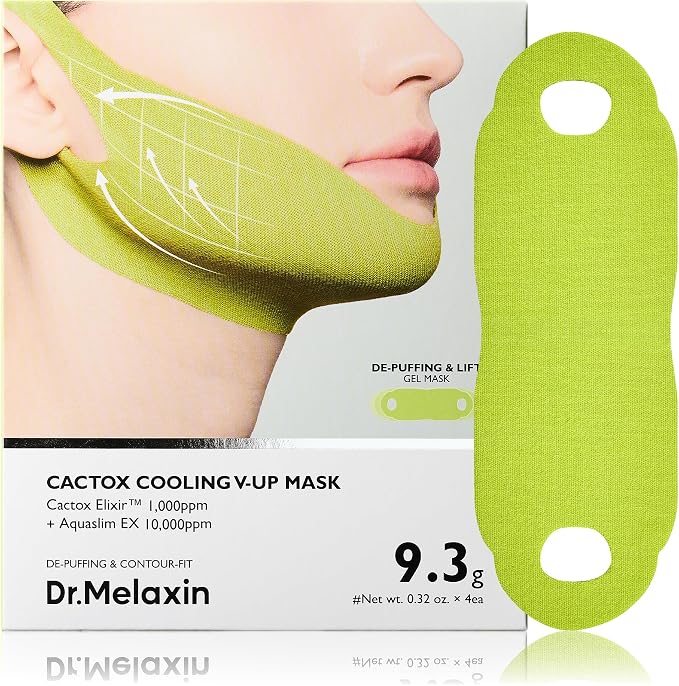 Dr.Melaxin CACTOX V-Lifting Mewing Band – Cactox + Caffeine + Collagen Double Chin Lifting Band for Sagging Jawline & Facial Puffiness, Korean V-Line