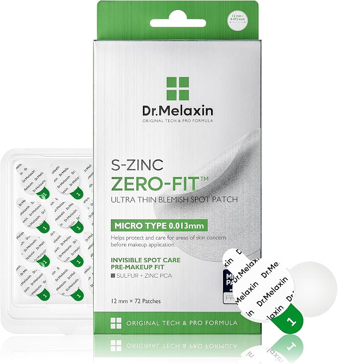 Dr.Melaxin S-ZINC ZERO-FIT Invisible Ultra Thin Pimple Patches for Face, Acne Patches 0.013mm Clear Zit Stickers Under Makeup with Sulfur | Dr. Melaxi